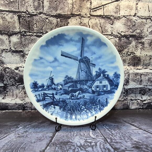 Vintage Delft Blue Windmill Farm hand painted Made in Holland - Picture 1 of 4